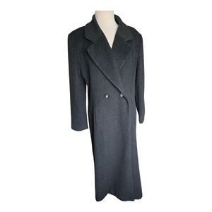 Vintage Kristen Blake Black Virgin Wool Trench Coat Sz 10
